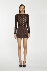 Brown-Lace Bodysuit
