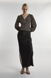 Black Stone Ditsy Button-Front-Top