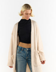 Dark-Cream Oversized Longline-Cardigan