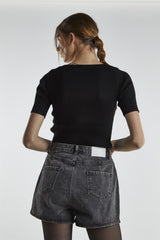Black Cut-Out Crop-Top