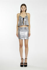 Black-Square-Disco-Sequin Mini-Skirt