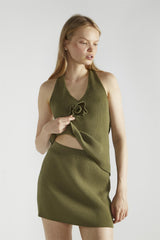 Khaki Ribbed Mini-Skirt