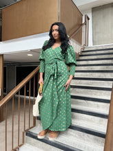 Forest Green Gold Spot Long-Dress