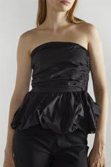 Black Ruffle Bandeau Crop-Top