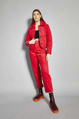 Lollipop-Red Corduroy Classic Cropped-Trousers