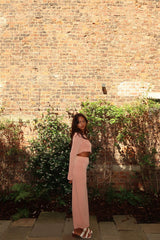 Soft-Terracotta High-Waisted-Split-Leg Maxi-Skirt