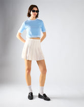 Light Blue White Trim Detail Crop Top