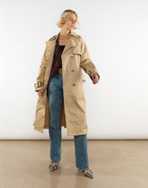 Light Camel Longline Belted Trench Coat