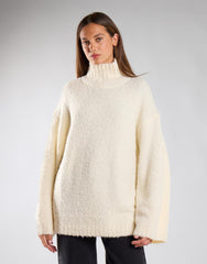 Cream High Neck Oversized Jumper