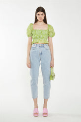CK6976-LIME ORGANZA JACQUARD
