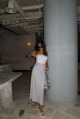 Light-Grey-Pinstripe Pencil Maxi Skirts