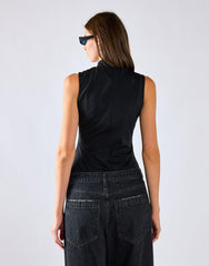 Black Mock Neck Sleeveless Tank Bodysuit