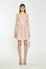 Dusty Pink Corset Skater Mini-Dress