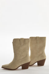 Cream Cowboy Ankle-Boots