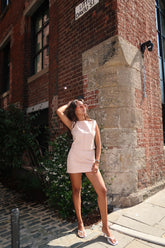 Nude-Peach Button-Up-Sleeveless Crop-Top