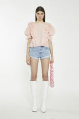 Salmon-Pink Ruffle-Layered Top