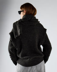 Charcoal Scarf Knit Top