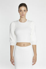 Off-White Puff-Sleeve Crop-Jumper