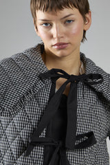 Black Check Quilted Collared Jacket