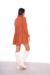 Rust Collared Mini-Dress