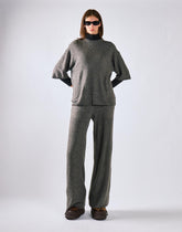 Charcoal Knitted Flare Trousers