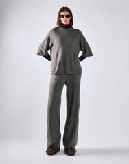 Charcoal Knitted Flare Trousers