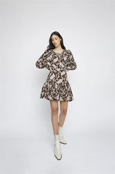 Dark-Brown-Paisley Drop-waist-Dress