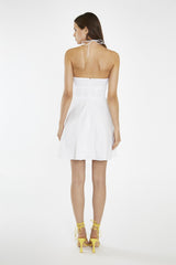 White Halterneck Corset Mini-Dress