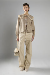 Ecru High-Waisted Straight-Leg Jeans