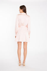 Nude-Peach Wrap Mini-Dress