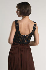 Black Crochet Crop-Top