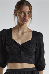 Black Twist-Front Crop-Top