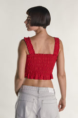 Glamorous Red Cropped Smocked Top
