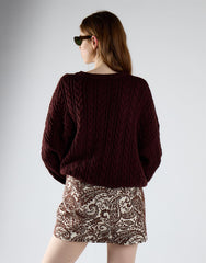 White Brown Paisley Retro A-Line Mini Skirt