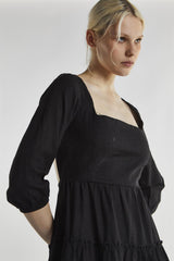 Black Square Neck Mini-Dress