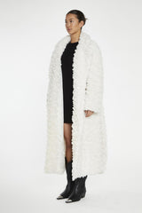 Cream Faux Fur Longline-Coat