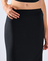 Black Low-Waist Column Maxi Skirt