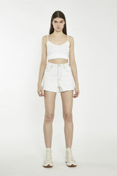 Bleach-Wash High-Waisted-Shorts