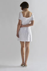 White Square-Neck-Mini-Dresses