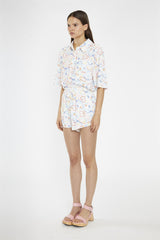 Rainbow-Face Print Loose-Fit High Waisted-Shorts