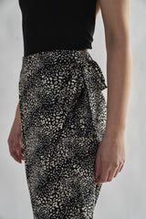 Squiggle Mix Leopard Wrap Midi Skirts