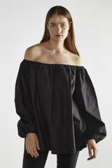 Black Bardot Long-Sleeve Top