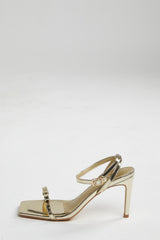 Gold Strappy Bow Barely There-Heels