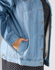 Curve Light Wash Denim Jacket