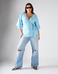 Pastel Blue Wrapped Top