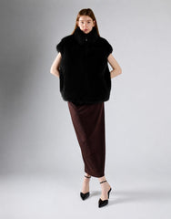Black Plush High-Neck Gilet