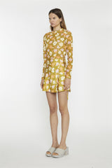 Olive Multi-Flower Wrap Mini-Skirt