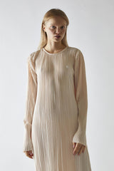 Light-Apricot Plisse Midaxi-Dress