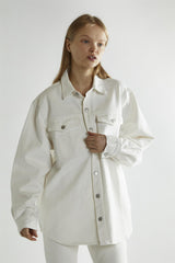 Off White Button Up Denim Shirt