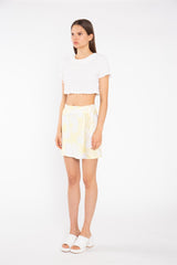 Textured-White Crop-Top